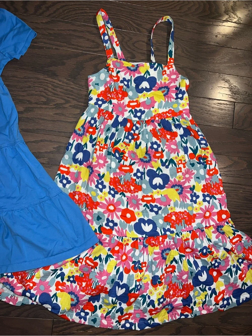 Hanna Andersson Blue Tiered Dress & Multicolor Floral Sundress Set